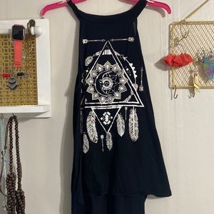 Black tank with feathers